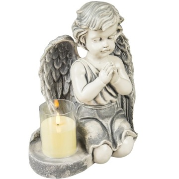 БОЛЬШАЯ СЕРАЯ СВЕЧА + СВЕЧА, ГИПСОВАЯ ФИГУРКА ГРОБНИЦЫ, СВЕТОДИОДНАЯ ЛАМПА 3XAAA