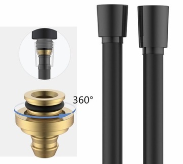 Черный душевой набор с силиконовым шлангом.