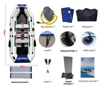 Ponton wędkarski turystyczny łódka SOLAR MARINE 270 x 136 cm na 3-5 osób
