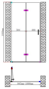 Душевые двери 100 x 195 см складные ЧЕРНЫЙ черный
