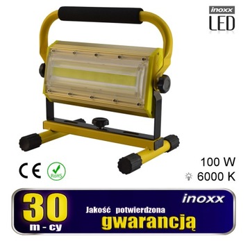Naświetlacz przenośny led 100w 6000k aku 230v