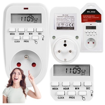 PROGRAMATOR CZASOWY TIMER WŁĄCZNIK CYFROWY LCD WYŁĄCZNIK 1MIN 8 USTAWIEŃ