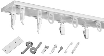 SZYNA SUFITOWA SLIM PODWÓJNA aluminium Biała 220cm