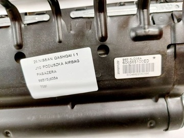 NISSAN QASHQAI 1 I J10 ПОДУШКА БЕЗОПАСНОСТИ ПАССАЖИРА 98515JD05A
