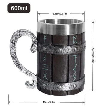 Деревянная дубовая кофейная кружка в стиле викингов, большая пивная кружка