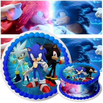 ZESTAW OPŁATEK NA TORT SONIC + OBWODY + TEKST