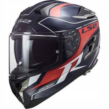 LS2 FF327 Challenger Alloy Carbon kask black red