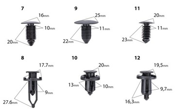 ЗАЖИМЫ ШПИЛЬКИ АВТОМОБИЛЬНЫЕ ЗАЖИМЫ ДЛЯ ОБИВКИ АВТОМОБИЛЯ 245 EL 4 СЪЕМНИКИ WYJMAK