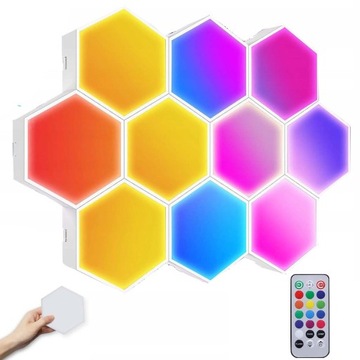 LAMPA ŚCIENNA GAMINGOWA HEXAGON RGB MODUŁOWA 10 SZT
