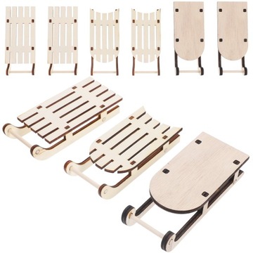 9 шт. МИНИАТЮРНЫЕ ДЕРЕВЯННЫЕ УКРАШЕНИЯ САНЕЙ