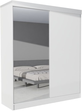 SZAFA PRZESUWNA GARDEROBA - BERNO 2D 100CM BIAŁA PRZESUWNA LUSTRO PŁYTA