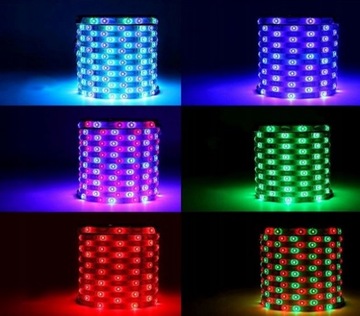 TAŚMA LED RGB 300 LED SMD 5m + PILOT + ZASILACZ