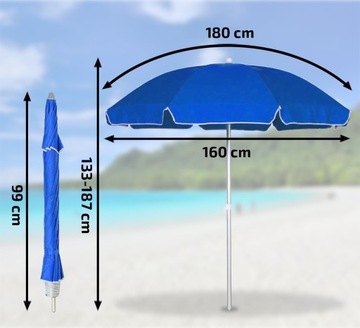 Parasol plażowy składany ogrodowy łamany pokrowiec wodoodporny + stojak