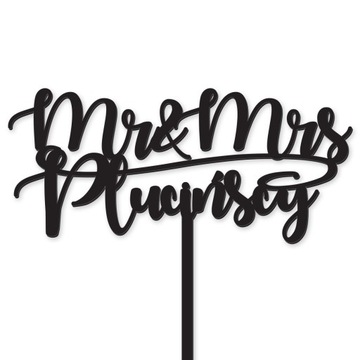 TOPPER MR MRS NAPIS TORT DEKORACJA NAZWISKO CZARNY