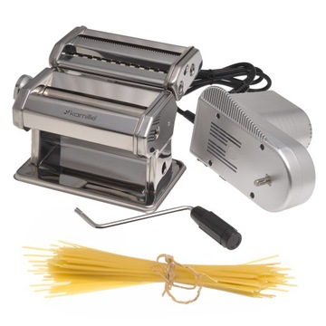 ЭЛЕКТРИЧЕСКАЯ СТАЛЬНАЯ МАШИНА ДЛЯ ПАСТА И ТЕСТОРАКАТКИ 2-в-1 KAMILLE