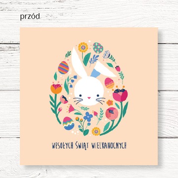 Kartki Świąteczne Wielkanocne, Wielkanoc, projekt nr 13, 15x15 cm, 100 szt