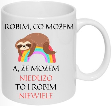 ŚMIESZNY KUBEK DO PRACY LENIWIEC PREZENT KAWA