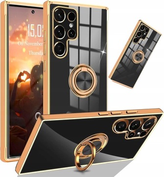 ETUI GLAMOUR FLEXI RING DO SAMSUNG S24 ULTRA CZARNY MOCNY CASE OBUDOWA