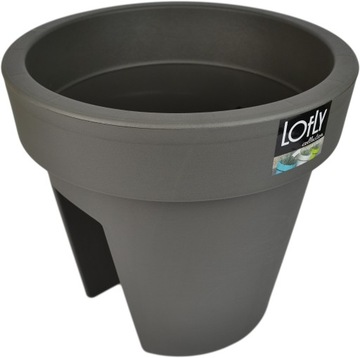 Балконный цветочный горшок для балюстрады круглый LOFLY Grey DLOFR250 балюстрада