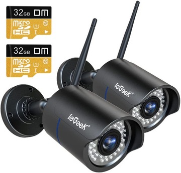 2x Kamera 32GB karta IP WiFi ZEWNĘTRZNA FULL HD