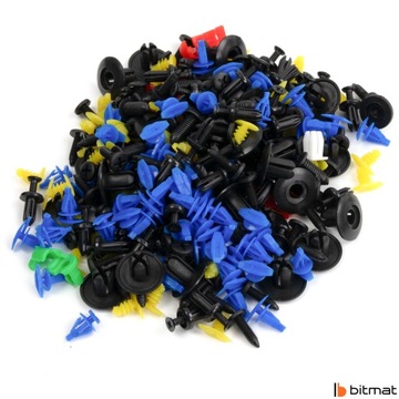 715 пластиковых автомобильных зажимов, 10 лент, 5 съемников боковых панелей.