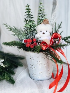 STROIK ŚWIĄTECZNY NA STÓŁ BOŻE NARODZENIE CHOINKI KONIK KOMPOZYCJA PTASZEK