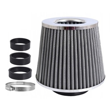DUŻY SPORTOWY FILTR STOŻKOWY + 3 ADAPTERY[SREBRNY]