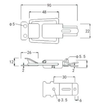 Защелка Kandahar R82 из нержавеющей стали 90,0 мм