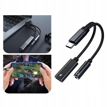 Аудиоадаптер 2 в 1 USB C на 3,5 мм, адаптер