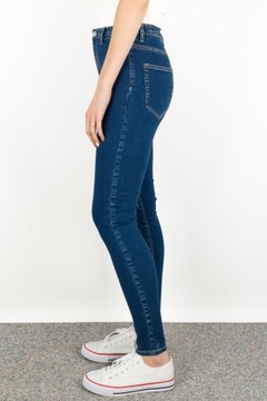 C&A Damskie Spodnie Ciemny Jeans Jeansy Rurki Super Skinny Wysoki Stan 46