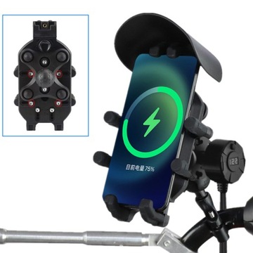 ŁADOWARKA INDUKCYJNA USB MOTOCYKLOWY UCHWYT NA TELEFON MOTOR TŁUMIK DRGAŃ