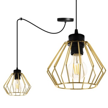 LAMPA WISZĄCA SUFITOWA PAJĄK ZŁOTA PLAFON DRUCIAK