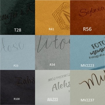 Aksamitne pudełko na zdjęcia 13x18 na 200 zdjęć, wszystkie tkaniny, grawer
