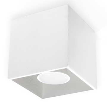 LAMPA SUFITOWA PLAFON QUAD 1 -PUNKTOWY WISZĄCY ALUMINIUM BIAŁY KWADRAT