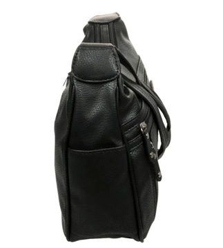 ЖЕНСКАЯ СУМКА ВМЕСТИТЕЛЬНАЯ СУМКА НА ПЛЕЧЕ С КАРМАНАМИ ЧЕРНАЯ КОЖА ВЕЛЛУГГИО