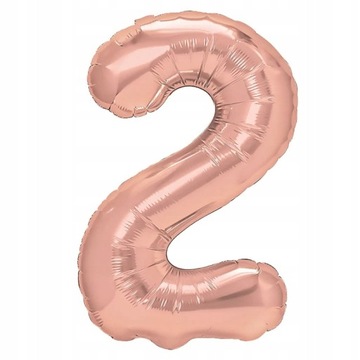 Balon foliowy w kształcie cyfry 2 różowe złoto 100cm