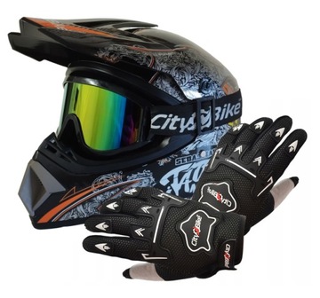 ШЛЕМ LIGHT ENDURO QUAD S CROSS + ОЧКИ + ПЕРЧАТКИ