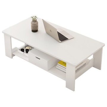 СОВРЕМЕННЫЙ ЖУРНАЛЬНЫЙ СТОЛИК С ПОЛКОЙ ДЛЯ ГОСТИНОЙ ЛОФТ, БОЛЬШОЙ 100 СМ, БЕЛЫЙ