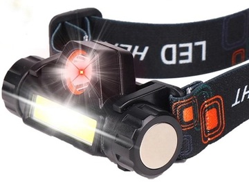 LATARKA CZOŁOWA LED COB CZOŁÓWKA KABEL 2 TRYBY