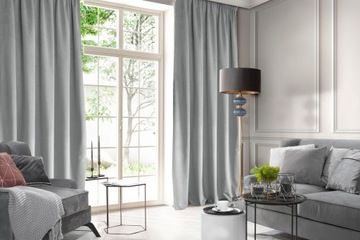 Zasłonka GOTOWA srebrna na taśmie ROSA 140x270 cm