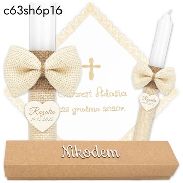 КРЕЩЕННАЯ ОДЕЖДА И СВЕЧА БЕЛАЯ С ВЫШИВКОЙ КРЕЩЕННАЯ ОДЕЖДА БОХО КОРОБКА +