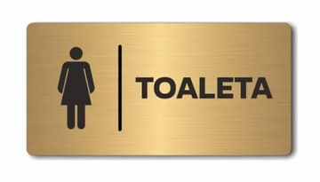 TOALETA damska | Tabliczka informacyjna, nierdzewna ZŁOTA | Druk UV