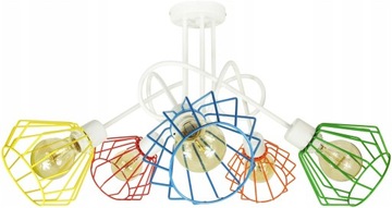 LAMPA SUFITOWA DLA DZIECI LOFT MŁODZIEŻÓWA ŻYRANDOL MIX KOLORÓW PLAFON LED