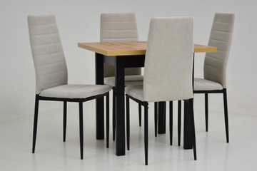 Комплект из раздвижного стола и 4 стульев для гостиной, 80х80.