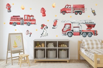 Наклейки на стену для детей: пожарная команда, пожарная машина, пожарный