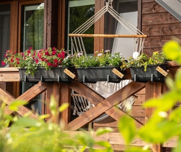 БАЛКОННЫЙ ЦВЕТОЧНЫЙ ГОРШОК + ПОДСТАВКА 60 СМ ГРАФИТ