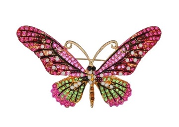 БАБОЧКА БРОШЯ БАБОЧКА ЦВЕТНАЯ ЗОЛОТО-РОЗОВАЯ ДЕКОРА