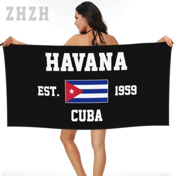 Подробнее Дизайнерское банное полотенце с эмблемой флага Кубы Быстросохнущее