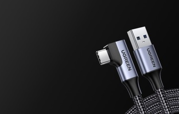 UGREEN STRONG CABLE УГЛОВОЙ КАБЕЛЬ USB A–USB-C 3.0 QC 3.0 PD 3A В ПЛЕТЕКЕ 1M