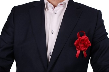 Kotylion przypinka róża materiałowa biały róż studniówka bal panieński